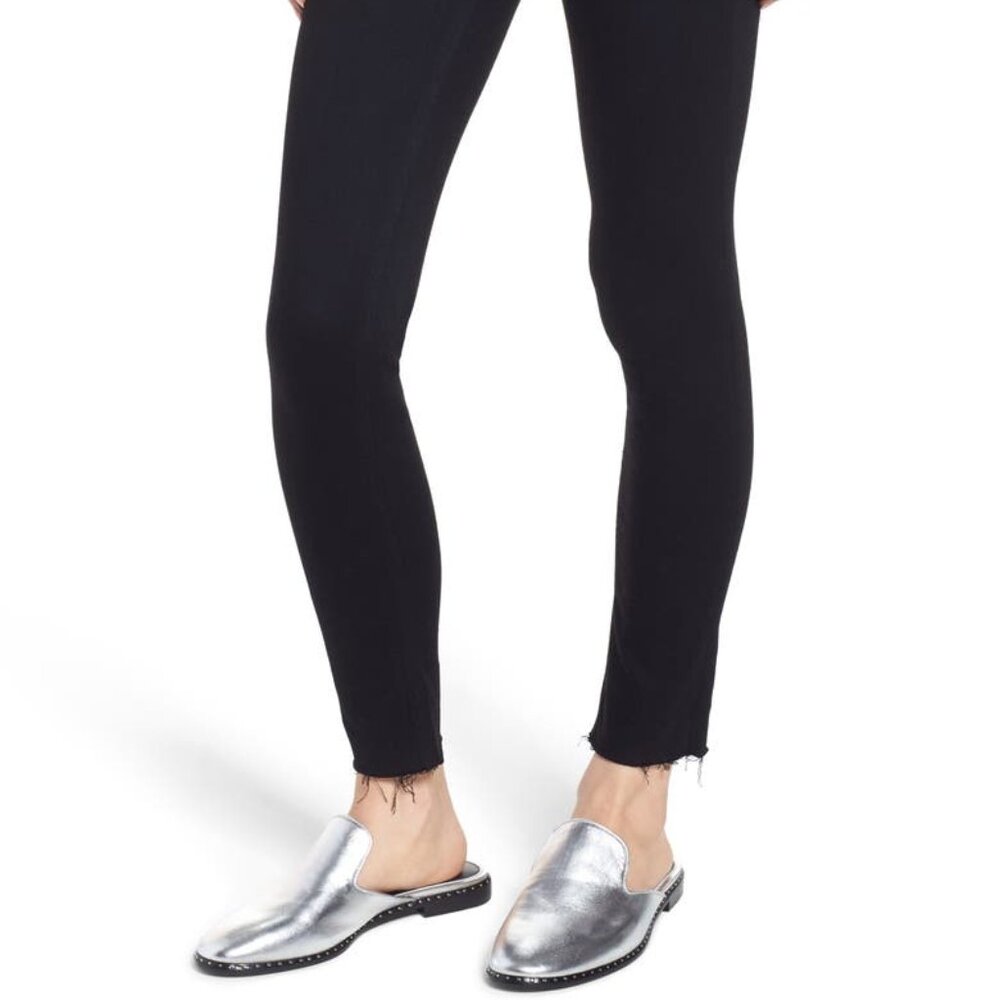 Rag & bone Mid Rise Ankle Skinny Jeans sz 27 Washed Black Raw Hem Stretch Denim